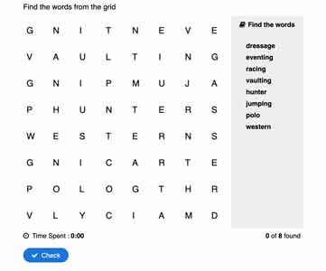 Horse Sports Word Search