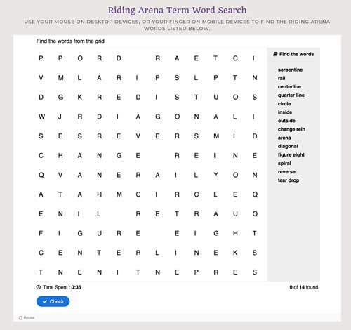 Arena termsWord Search